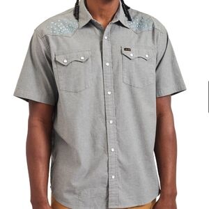 Howler Brothers Cross Cut Blue Spruce Pearl Snap Short Sleeve Shirt